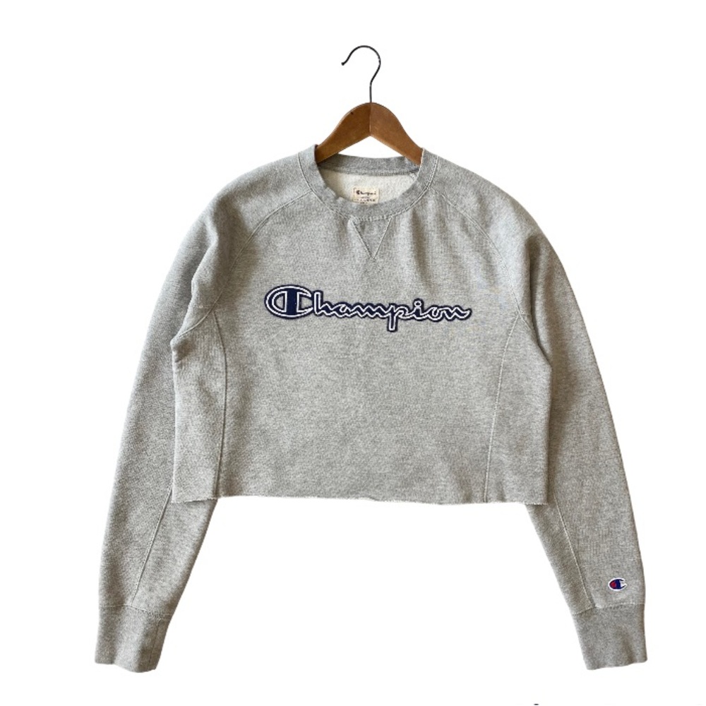 Champion Script Crew-Neck Cropped Sweatshirt